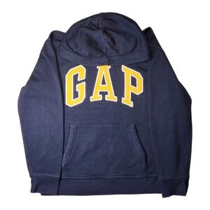 GAP Kids hoodie sweatshirt in navy blue with classic GAP logo in yellow.